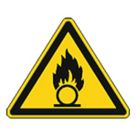 Schild Warnzeichen nach ISO 7010 - Warnung vor brandfördernden Stoffen - 320208 Gr. ca. 19cm x 16cm