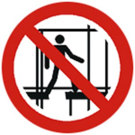 Schild Verbotszeichen nach ISO 7010 - Keine Nutzung des unfertigen Gerüsts - 320503 rund Gr. ca. 20cm