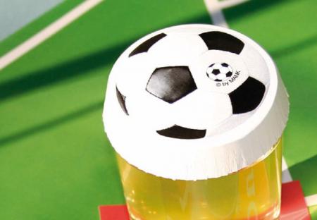 20x DRINKSAFE Deckel Kappe Getränkeabedeckung• FUSSBALL • NEU Gr. 8,6cm, - 33932