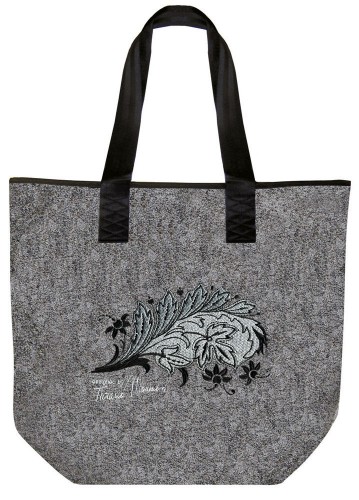 Filztasche mit edler Stickerei - BLATT AST BLUME - 26071 - Einkaufstasche Shopper