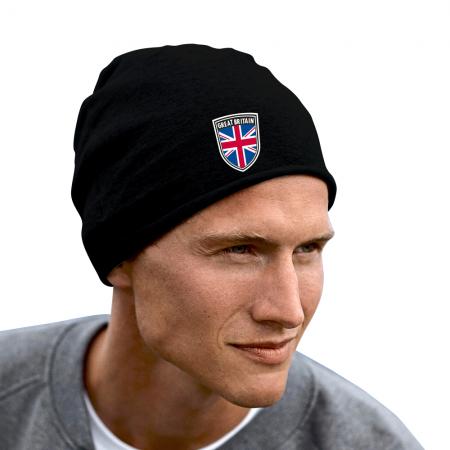 Longbeanie Slouch-Beanie Sommerbeanie mit Textildruck Wappen - BRITAIN Grossbritannien - SB55048
