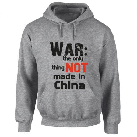 Kapuzen-Sweatshirt Hoodie mit Print - WAR: The only thing NOT made in China - 36069 Grau Gr. S-2XL