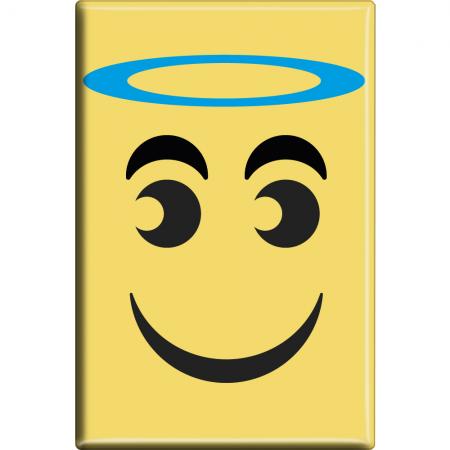 MAGNET - lächelndes Gesicht mit Heiligenschein - Gr. ca. 8 x 5,5 cm - 37209 - Küchenmagnet