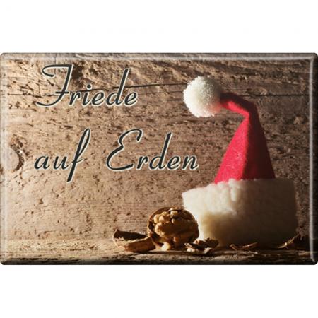 Magnet Weihnachten Weihnachtsmütze Friede auf Erden Gr. ca. 8 x 5,5 cm 37868