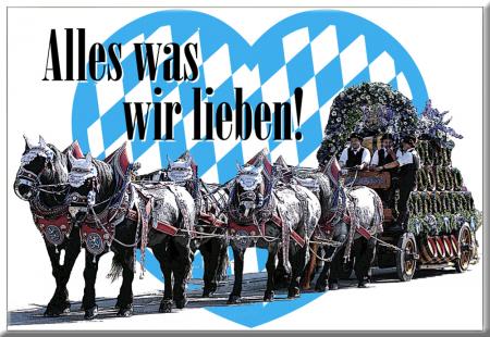 Magnet - Alles was wir lieben - Bierkutschenwagen - Gr. ca. 8 x 5,5 cm - 38153 - Küchenmagnet