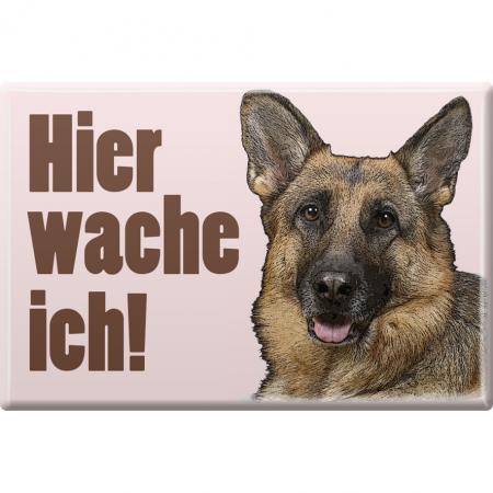 TIERMAGNET - Hunde Schäferhund Hier wache ich - Gr. ca. 8 x 5,5 cm - 38809 Magnet