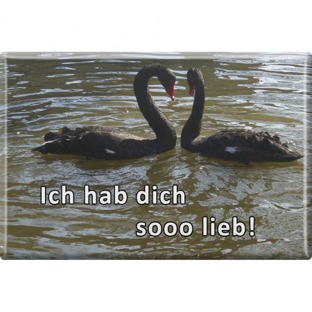 MAGNET - Ich hab Dich so lieb - Schwäne - Gr. ca. 8 x 5,5 cm - 38853 - Küchenmagnet