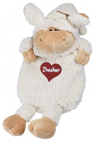 Wärmflasche Wollschäfchen mit Einstickung – Dresdner – 39229 weiß