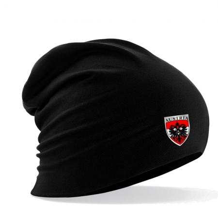 Longbeanie Slouch-Beanie Sommerbeanie mit Textildruck Wappen - AUSTRIA - SB55052