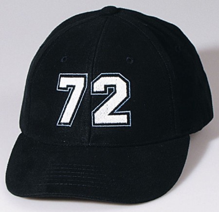 Baseballcap mit Einstickung - Nummer Zahl 72 - 69103 schwarz