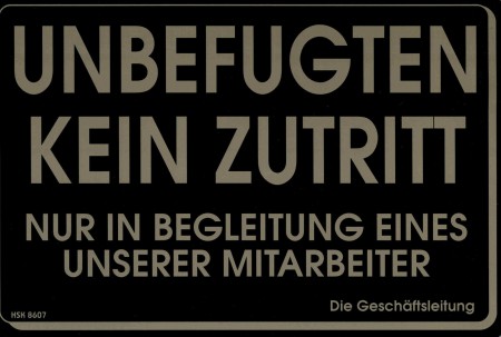 Hinweisschild - ZUTRITT IN BEGLEITUNG - MITARBEITER - 308607 - 30 x 20 cm