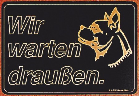 Hinweisschild - Wir warten draußen - 25cm x 17cm - 308460