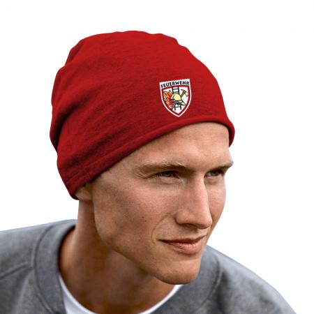 Longbeanie Slouch-Beanie Sommerbeanie mit Textildruck Wappen - FEUERWEHR EMBLEM - SB55053