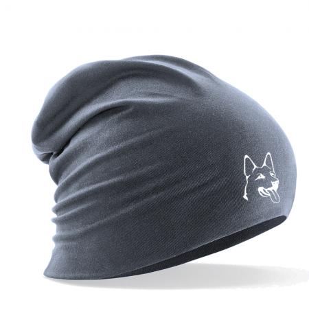 Longbeanie Slouch-Beanie Sommerbeanie mit Textildruck Wappen - SCHÄFERHUND - SB55055