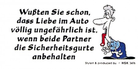 PVC Aufkleber - Wussten Sie schon dass Liebe im Auto... - 303474 Gr. 9 x 4,5 cm