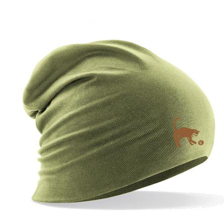 Longbeanie Slouch-Beanie Sommerbeanie mit Textildruck - Spielende Katze - SB55057