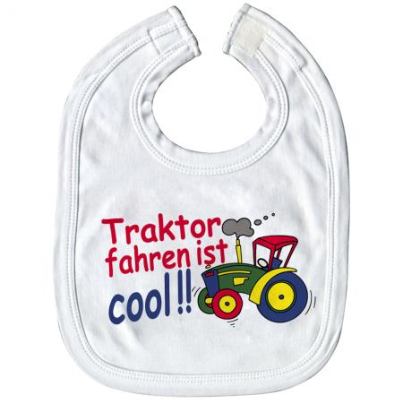 Baby-Lätzchen mit Druckmotiv  - Traktor fahren ist cool  - 08410 weiß