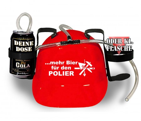 Trinkhelm Spaßhelm mit Printmotiv - mehr Bier für den POLIER - 11859 - versch. Farben zur Wahl rot