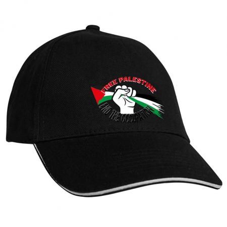 Baseballcap mit Textildruck Fahne Flagge - Free Palestine - 50181 schwarz