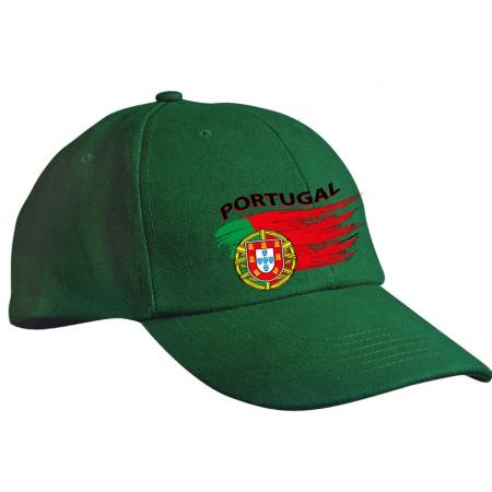 Baseballcap mit Textildruck - wehende Fahne Portugal - 50188 grün