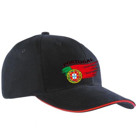 Baseballcap mit Textildruck - wehende Fahne Portugal - 50189 schwarz