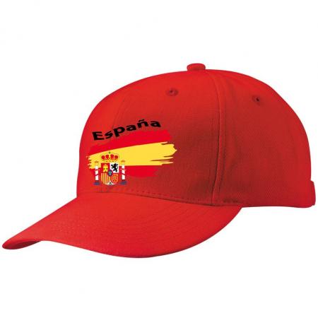 Baseballcap mit Textildruck - wehende Fahne Spanien - 50190 rot