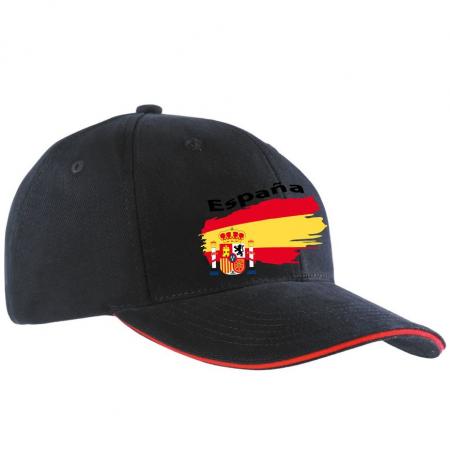 Baseballcap mit Textildruck - wehende Fahne Spanien - 50191 Schwarz