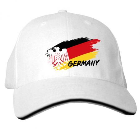 Baseballcap mit Textildruck - wehende Fahne Adler Deutschland - 50193 Weiß