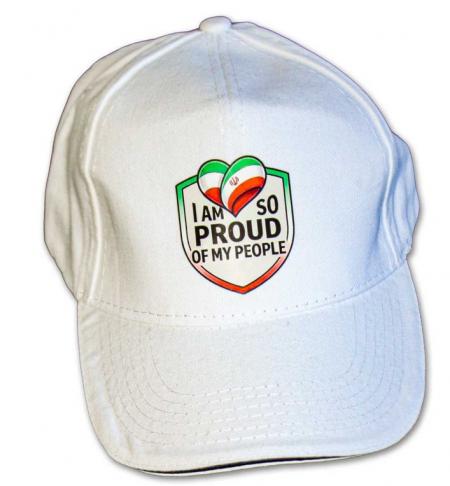 Baseballcap mit Textildruck - IRANFLAGGE "I am so proud of my people"  50195 weiß