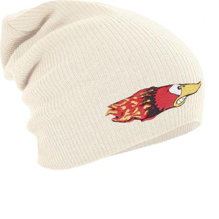 Longbeanie Slouch-Beanie Mütze Flamme Vogel 51104