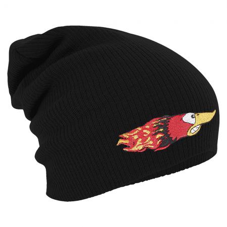 Longbeanie Slouch-Beanie Mütze Flamme Vogel 51104