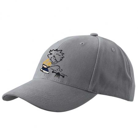 Baseballcap mit Textildruck - Pinkelmännchen gegen Drohnen - 52036 grau