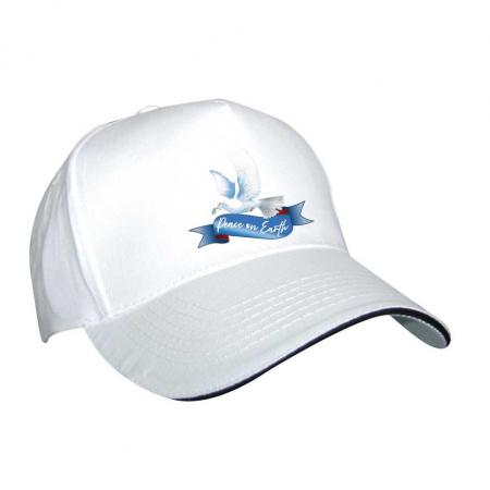 Baseballcap mit Textildruck - Peace on Earth - Friedenstaube - 52048 weiß