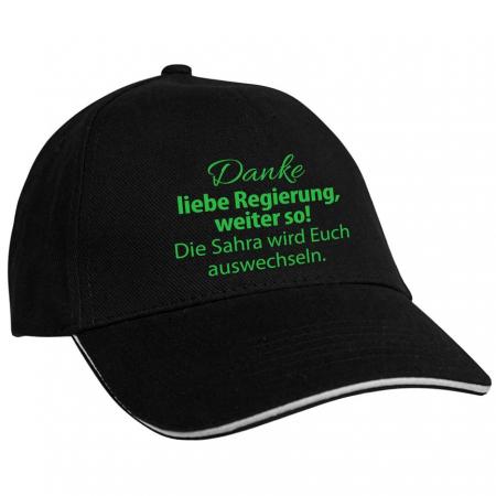 Baseballcap mit Print - Danke Liebe Regierung...Sahra wird euch auswechseln - 52158 schwarz