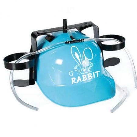 Trinkhelm Spaßhelm mit Print - Skihase Rabbit - 52685 Hellblau