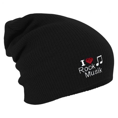 Longbeanie Slouch-Beanie Mütze I Love Rock Music 53911