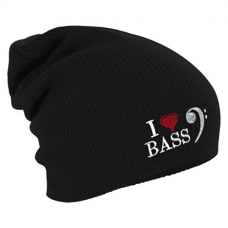 Longbeanie Slouch-Beanie Mütze I Love Bass 53913