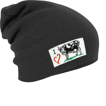 Longbeanie Slouch-Beanie Wintermütze I Love Kuh 54032