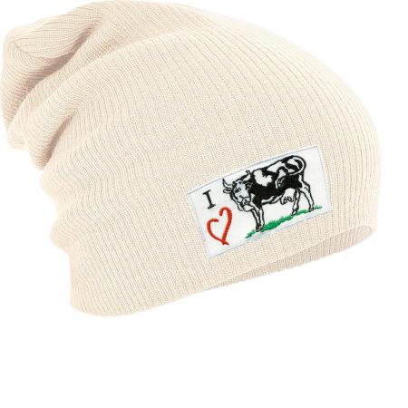 Longbeanie Slouch-Beanie Wintermütze I Love Kuh 54032