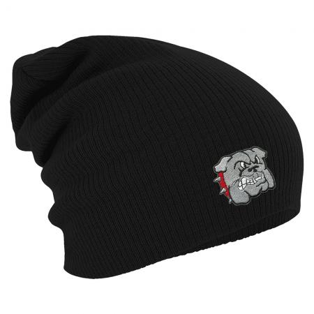 Longbeanie Slouch-Beanie Mütze Hund Bulldogge grau 54105