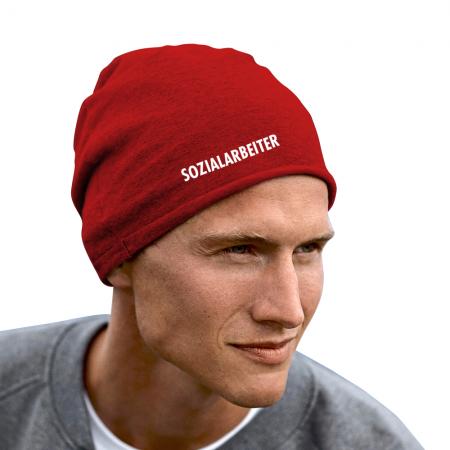 Longbeanie Slouch-Beanie Sommerbeanie mit Textildruck - SOZIALARBEITER - 54447