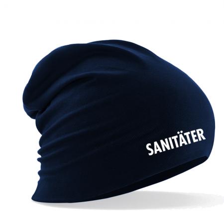 Longbeanie Slouch-Beanie Sommerbeanie mit Textildruck - SANITÄTER - 54449