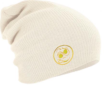 Longbeanie Slouch-Beanie Wintermütze Smiley Kontur 54467