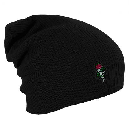 Longbeanie Slouch-Beanie Mütze Blume Pflanze Rose 54474