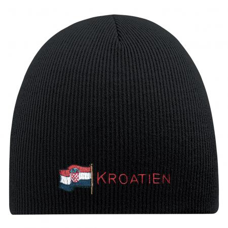 Beanie Mütze Kroatien wehende Fahne 54592 schwarz