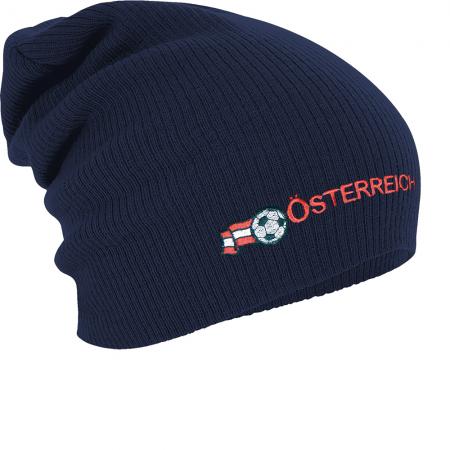 Longbeanie Slouch-Beanie Mütze Österreich mit Fahne 54595
