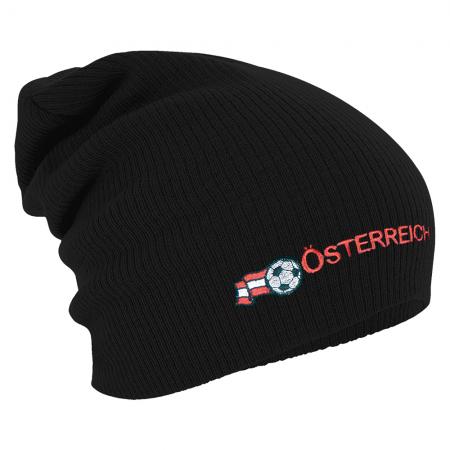 Longbeanie Slouch-Beanie Mütze Österreich mit Fahne 54595