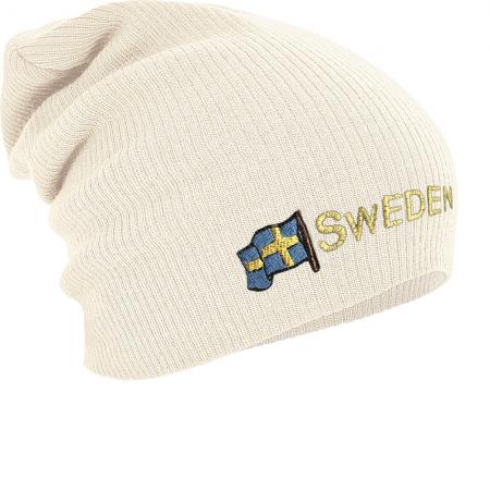 Longbeanie Slouch-Beanie Mütze Schweden mit Fahne 54598