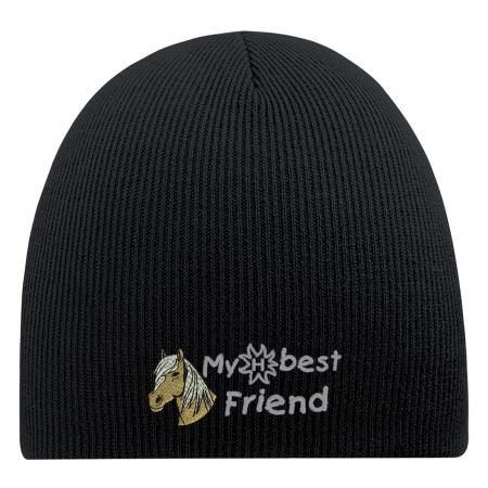 Beanie Mütze My best Friend Pferd Haflinger 54840 Schwarz