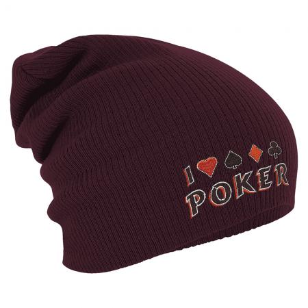 Longbeanie Slouch-Beanie Wintermütze I love Poker 54864